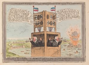 Ellenzéki Telegraphs, avagy a kis másodlátó Ügyvéd, aki a Hazafias Tájékoztatás igazi mintáját adja, kocsma. 1798 (kézzel színezett metszet)