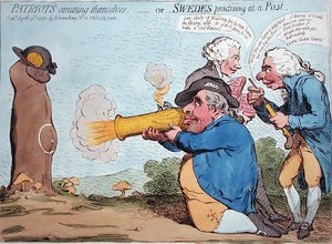 Hannah Humphrey adta ki 1792-ben a Hannah Humphrey által 1792-ben kiadott Hannah Humphrey által szórakozó hazafiak vagy postán gyakorló svédek (kézzel színezett rézkarc) alkotó: James Gillray