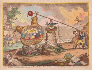 Politikai matematikusok megrázzák a táblát fenekű féltekék, pub. 1807 (kézzel színezett metszet)