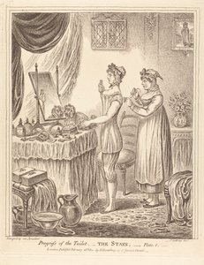 A toalett előrehaladása - A fűző, I. tábla alkotó: James Gillray