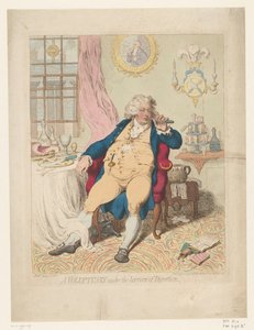 IV. György Spotprent, 1792 Önkéntes az emésztés borzalmai alatt (cím a tárgyon) alkotó: James Gillray