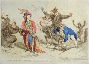 Sublime Oration: A Display of It, T. Harmar kiadó 1788-ban (kézzel színezett rézkarc) alkotó: James Gillray