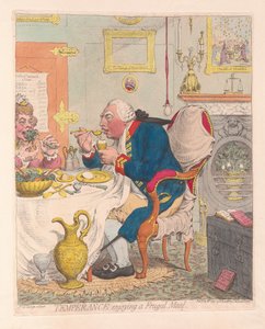 Temperance egy takarékos étkezésben, kocsmában. 1792 (kézzel színezett metszet)