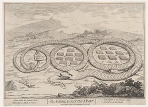 Az amerikai csörgőkígyó, 1782. április 12., 1782. április 12. alkotó: James Gillray.