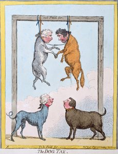 The Dog Tax, Hannah Humphrey 1796-ban (kézzel színezett rézkarc)