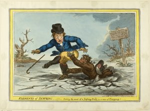 A korcsolyázás elemei: A legtöbbet kihozni egy elhaladó barátból alkotó: James Gillray