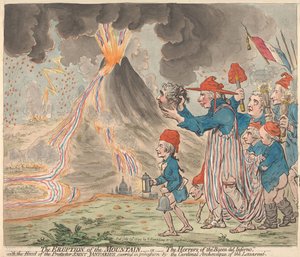 A hegy kitörése - avagy - A Bocca del Inferno borzalmai - Szent Januarius védőszent fejével, amelyet a Lazzaroni bíboros érseke körmenetekben visz alkotó: James Gillray