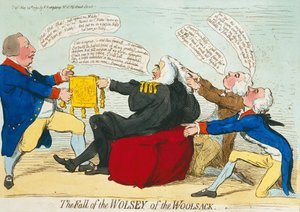 The Fall of the Wolsey of the Woolsack, Hannah Humphrey 1792-ben (kézzel színezett rézkarc) alkotó: James Gillray