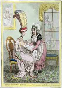 A divatos mama, avagy A modern ruha kényelme, 1796-ban jelent meg (színes metszet) alkotó: James Gillray