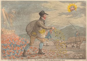 A hazafiság tábornoka - avagy - a bloomsburyi gazda, aki bedfordshire-i búzát vet alkotó: James Gillray