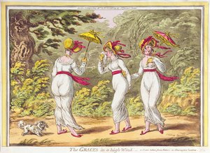 The Graces in a High Wind, egy jelenet a természetből a Kensington Gardens-ben, pub. Hannah Humphrey, 1810