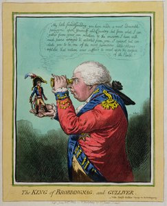 Brobdingnag és Gulliver királya, Hannah Humphrey adta ki 1803-ban (kézzel színezett rézkarc)