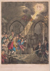 Az Alkotmány Oszlopa, kocsma. 1835 (kézzel színezett metszet)