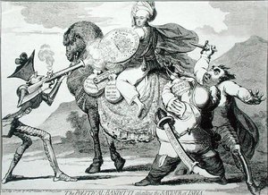The Political Banditti Assailing the Saour of India, W. Holland kiadó 1786-ban (rézkarc) alkotó: James Gillray