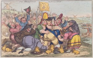 The Reception in Holland, Hannah Humphrey 1799-ben (kézzel színezett rézkarc)