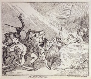 A beteg herceg, kiadó: S.W. Fores 1787-ben (rézkarc) alkotó: James Gillray