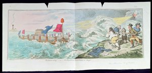 The Storm Rising, or The Republican Flotilla in danger, Hannah Humphrey kiadása 1798-ban (kézi színezett metszet). alkotó: James Gillray