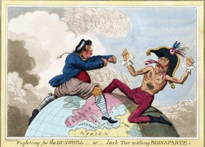 A Dunghills vagy Jack Tar (a brit haditengerészet emberei) harca Bonaparte Napóleon ellen (1769-1821). alkotó: James Gillray