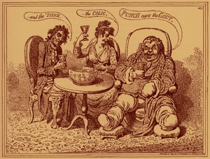„Az erős ital pusztításai” – karikatúra alkotó: James Gillray