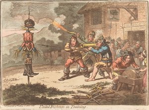 Egyesült írek kiképzésen alkotó: James Gillray