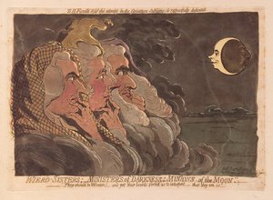 Weird Sisters: Ministers of Darkness: Minions of the Moon, pub. 1791 (kézzel színezett metszet)
