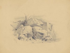 Rocks, 1839 (grafit szőtt papíron) alkotó: James Goodwin Clonney