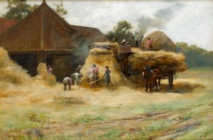 Cséplés, skót farm, 1884