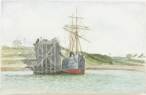 Albert Edward Dokk. Az S.S. Willkarnman (akvarell, testfesték és ceruza papíron)
