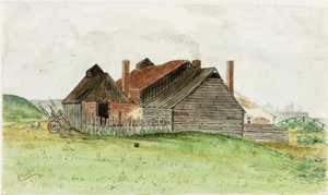 Ház a Trow Rocks közelében (akvarell és testfesték papíron) alkotó: James Henry Cleet