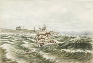 Mentés Tynemouth mellett (akvarell és testfesték papíron)