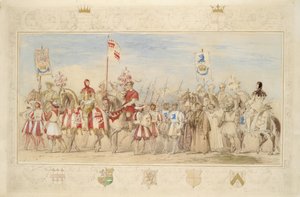 William Earl of Craven, a griff lovag és Henry de la Poer Beresford, Waterford márki, a sárkány lovagja, 1839 (ceruza, wc, gouache és aranyfesték papíron) (lásd még: 366230)