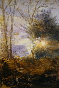 Napkelte, Abinger, Surrey (akvarell papíron) alkotó: James Holland