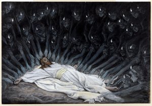 Angyalok jöttek és szolgáltak neki, illusztráció a Krisztus életéhez, 1886-94 (wc és gouache kartonon) alkotó: James Jacques Joseph Tissot