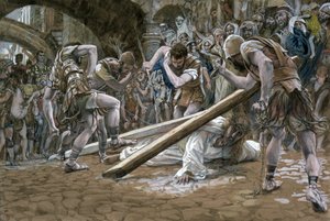 Krisztus leesik a kereszt alatt, illusztráció a Krisztus életéhez, 1884-96 körül (wc és gouache kartonon) alkotó: James Jacques Joseph Tissot