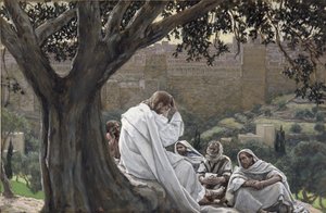 Krisztus megjövendöli a templom pusztulását, illusztráció a Krisztus életéhez, 1886-94 körül (wc és gouache kartonon) alkotó: James Jacques Joseph Tissot
