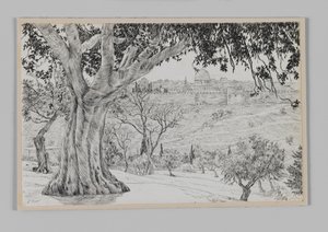 Félúton az Olajfák hegyére, illusztráció a mi Urunk Jézus Krisztus életéből alkotó: James Jacques Joseph Tissot