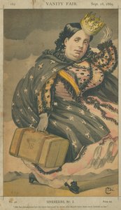 II. Izabella, Spanyolország királynője, egész életében elárulták azok, akiknek a leghűségesebbeknek kellett volna lenniük, 1869. szeptember 18., Vanity Fair rajzfilm