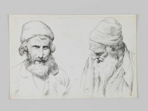 Zsidók és jemeniek, Jeruzsálem, illusztráció az Urunk Jézus Krisztus életéből (toll és tinta szőtt papíron) alkotó: James Jacques Joseph Tissot