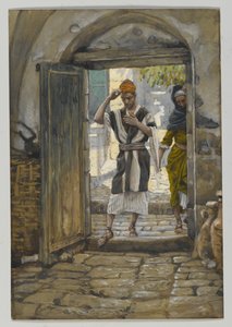 Belépve a házba, köszöntjük, illusztráció a mi Urunk Jézus Krisztus életéből (wc grafit fölött, papíron) alkotó: James Jacques Joseph Tissot