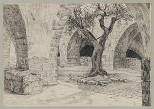 Az örmény kolostor melléképülete, Jeruzsálem, illusztráció az Urunk Jézus Krisztus életéből (tinta papíron) alkotó: James Jacques Joseph Tissot