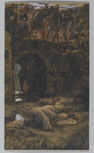 A Kedron-patak. Ő iszik a patakból útközben, illusztráció a Krisztus életéhez, 1886-94 (wc és gouache kartonon) alkotó: James Jacques Joseph Tissot