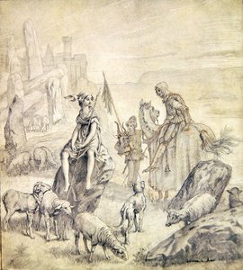 A keresztes lovag felesége, egy breton balladából, 1870 körül (ceruza és mosás a gesso panelen) alkotó: James Jacques Joseph Tissot