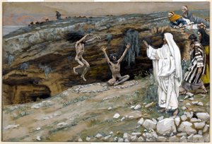 A két tisztátalan szellemektől megszállt ember, illusztráció: Krisztus élete, 1884-96 (wc és gouache kartonon) alkotó: James Jacques Joseph Tissot
