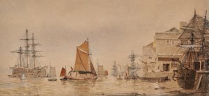 Naplemente a Medway folyón alkotó: James Lawson Stewart