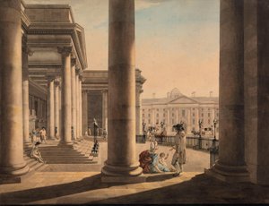 A dublini Trinity College a parlament épületének oszlopcsarnokából alkotó: James Malton