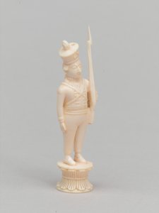 Fehér gyalog, sakkfigura, India, 1820 körül alkotó: James McLachlan Nairn