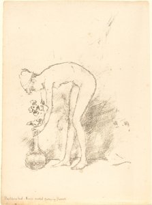 Egy meztelen modell virágokat rendez alkotó: James Abbott McNeill Whistler
