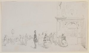Alakcsoport egy esplanádon alkotó: James Abbott McNeill Whistler