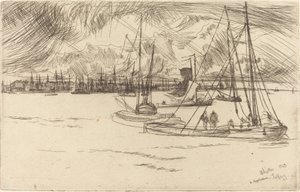 Amszterdam a Tolhuistól alkotó: James Abbott McNeill Whistler