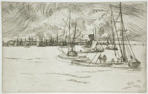 Amszterdam a Tolhuistól nézve alkotó: James McNeill Whistler